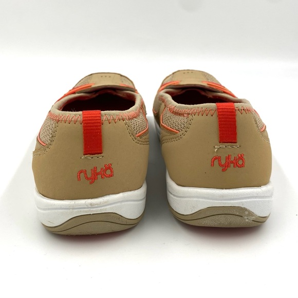 Ryka Tango Slip - On Leather Sneaker Walking Shoe Tan with Orange Accents 7.5w - Picture 6 of 9